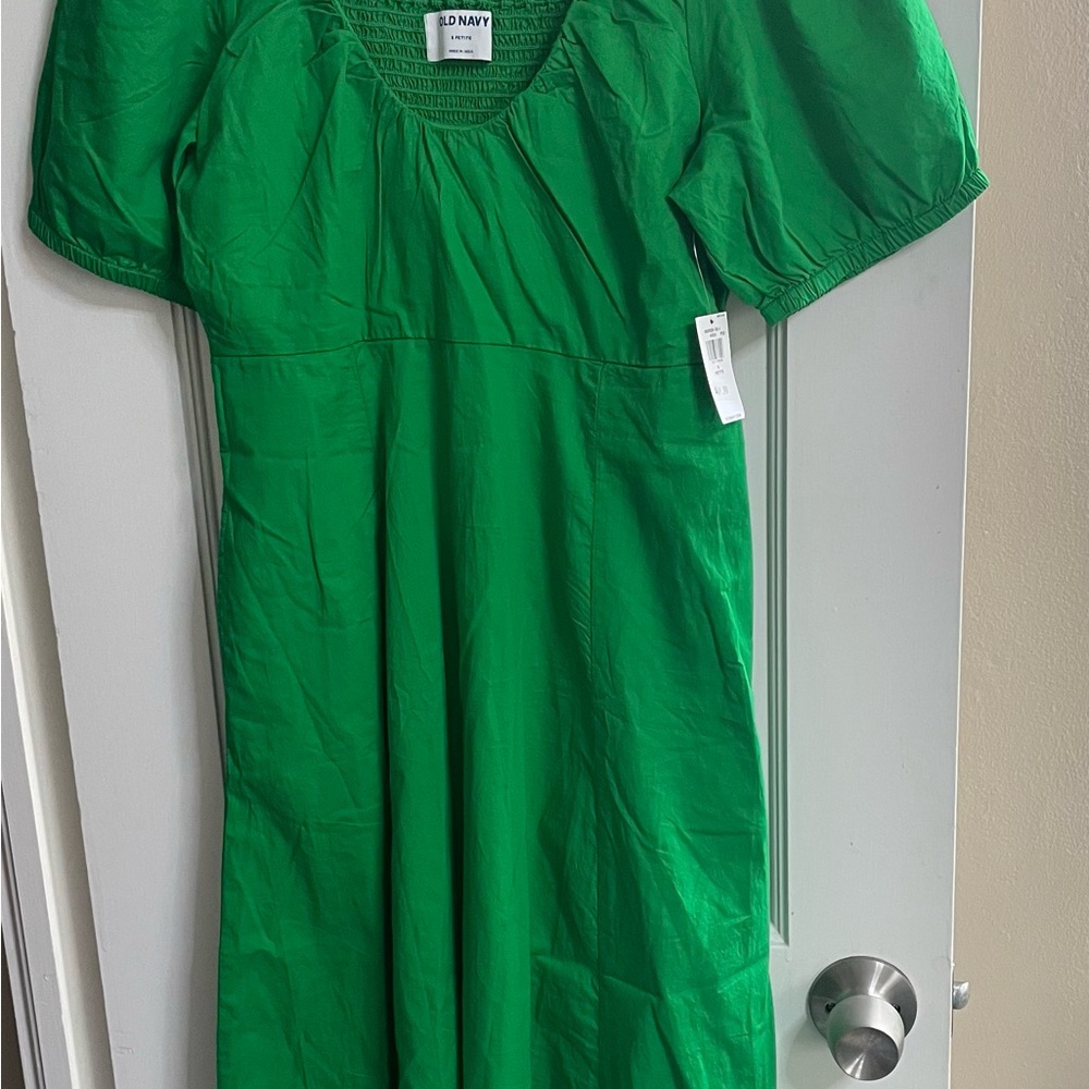 Old Navy Green Scoop Neck Puff Sleeve Mini Dress